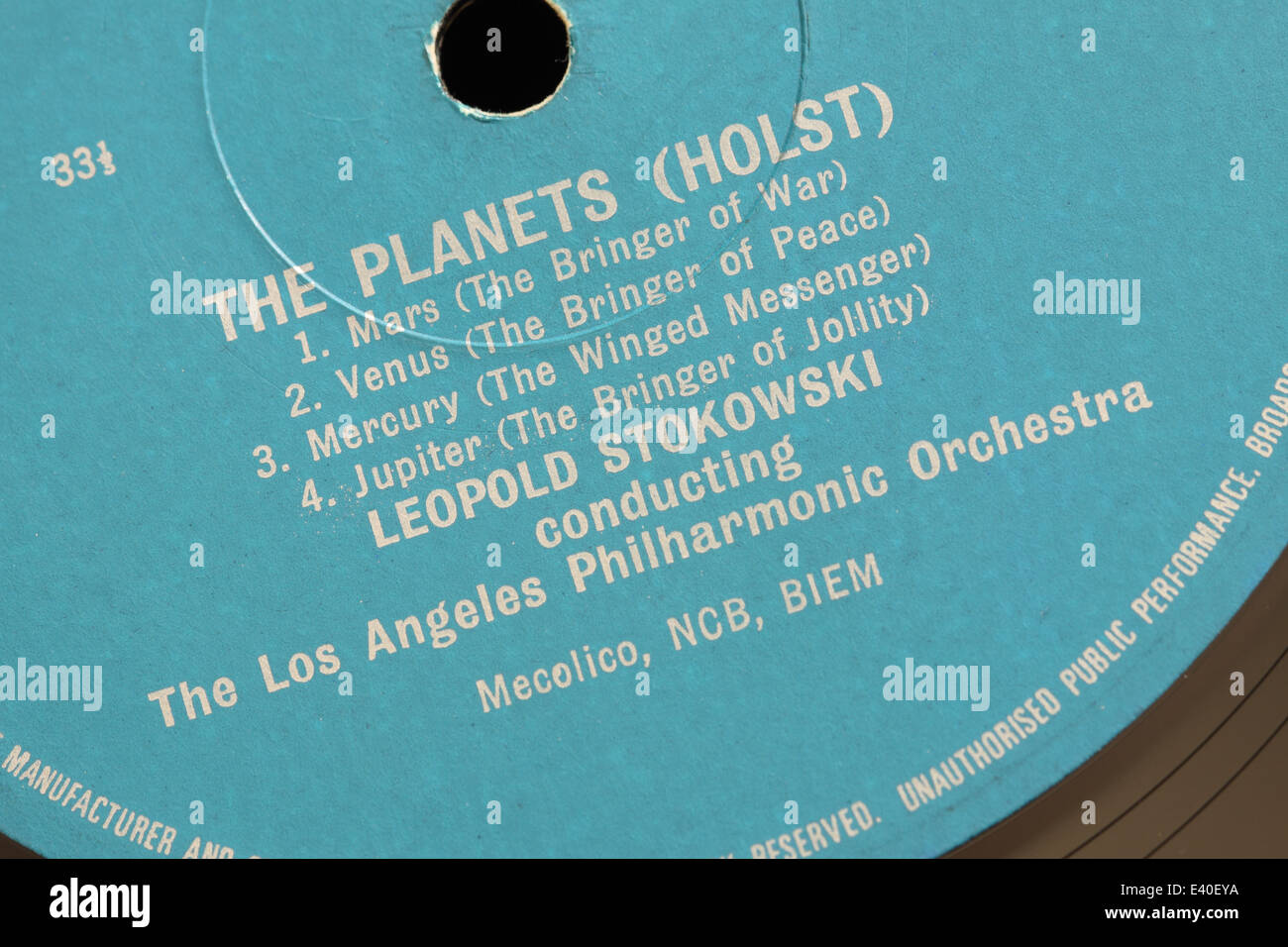 Holst The Planets album LP conducted by Leopold Stokowski on the Music For Pleasure record label Stock Photo