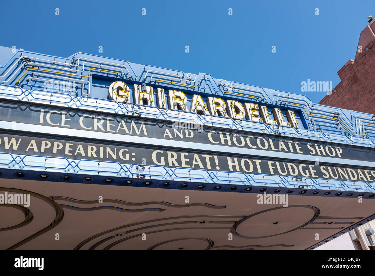 Ghirardelli ice cream and chocolate shop in gas lamp quarter, San Diego