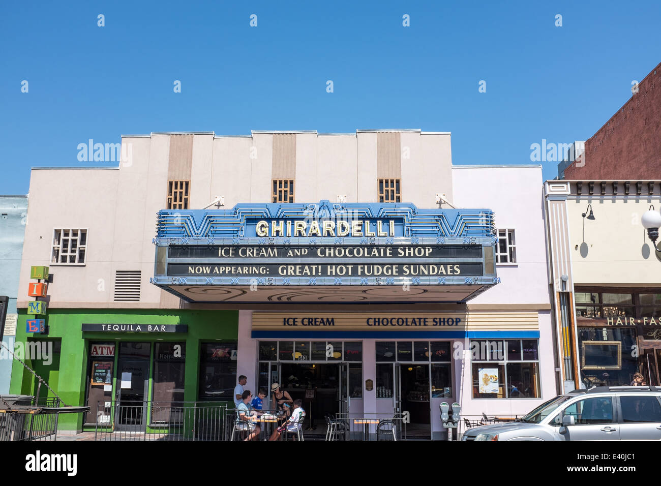 Ghirardelli ice cream and chocolate shop in gas lamp quarter, San Diego