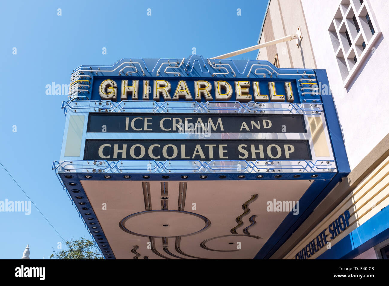 Ghirardelli ice cream and chocolate shop in gas lamp quarter, San Diego