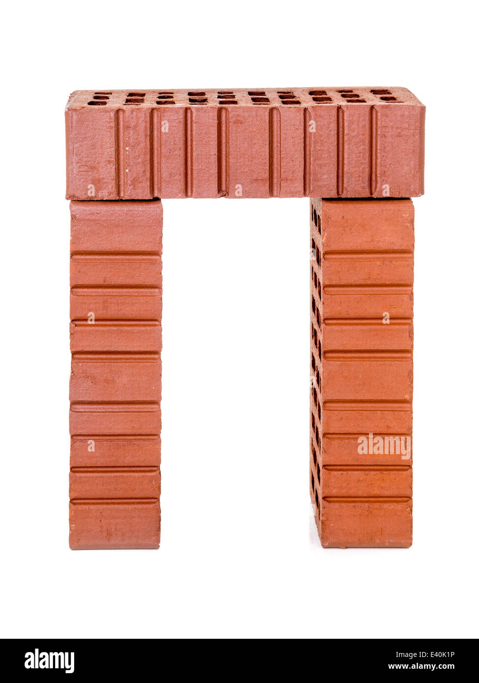 Three perforated bricks shot on white background Stock Photo