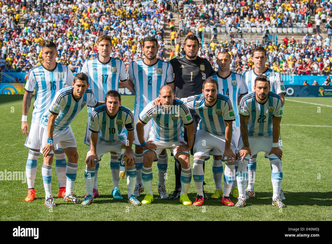 Argentina team group line-up (ARG), JULY 1, 2014 - Football / Soccer : FIFA World Cup Brazil 2014 Round of 16 match between Argentina 1-0 Switzerland at Arena de Sao Paulo in Sao Paulo, Brazil. (Photo by Maurizio Borsari/AFLO) Stock Photo