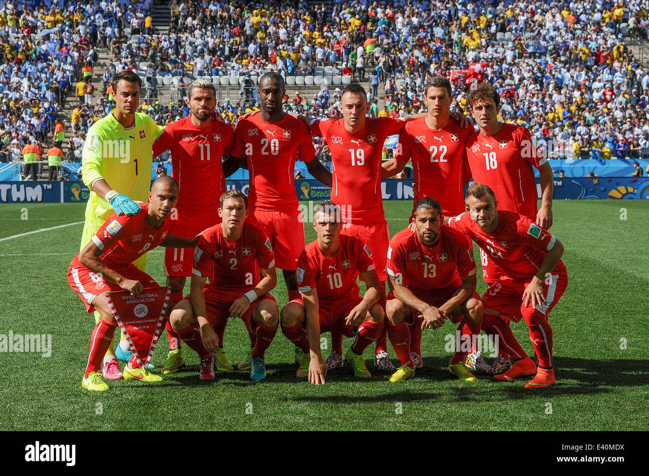 Switzerland team group line-up (SUI), JULY 1, 2014 - Football / Soccer : FIFA World Cup Brazil 2014 Round of 16 match between Argentina 1-0 Switzerland at Arena de Sao Paulo in Sao Paulo, Brazil. (Photo by Maurizio Borsari/AFLO) Stock Photo