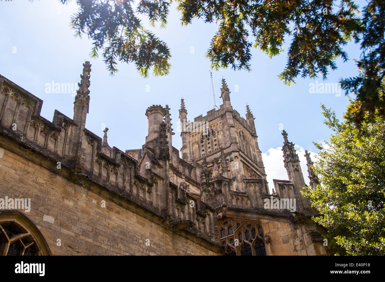 Cirencester cathedral and market town, market square. Stock Photo