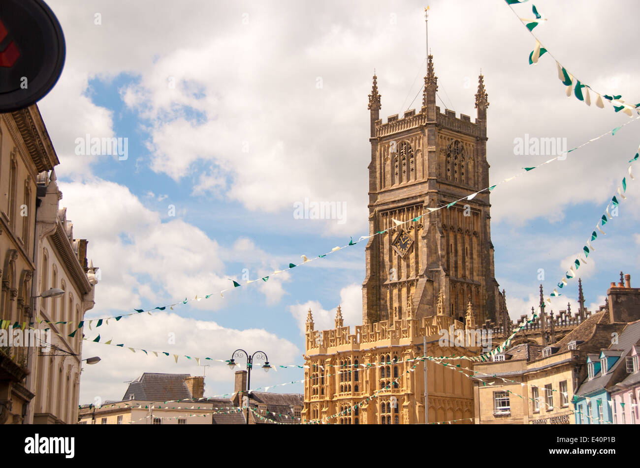 Cirencester cathedral and market square Stock Photo