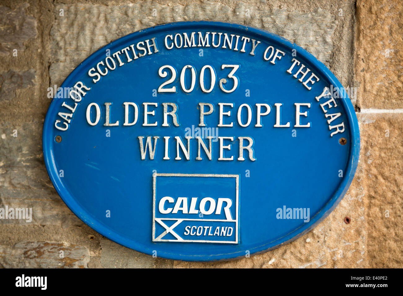 A plaque on an old folks home in Killin, Scotland, UK. Stock Photo