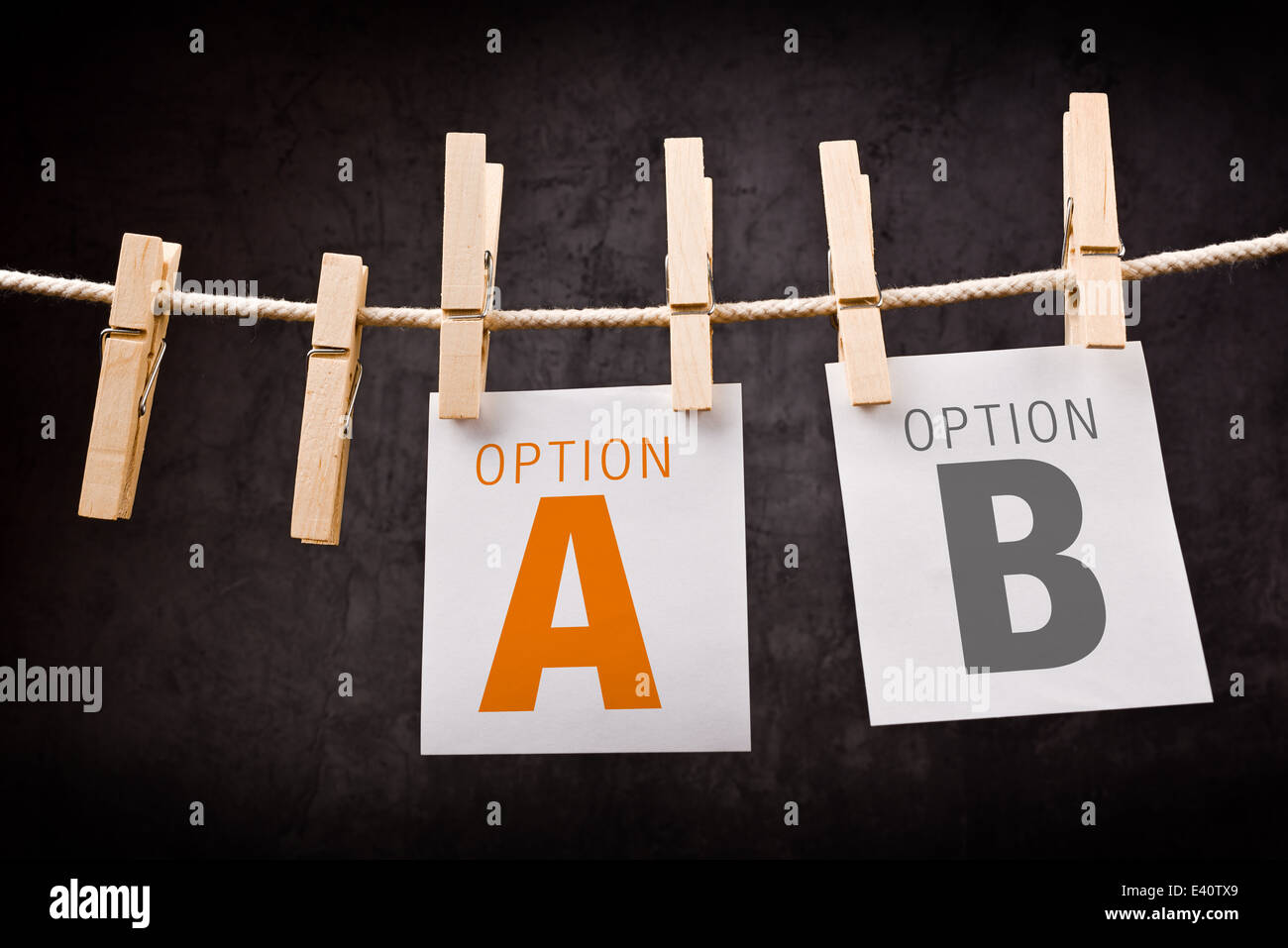 Option A or Option B, concept of choice and strategic planning Stock Photo