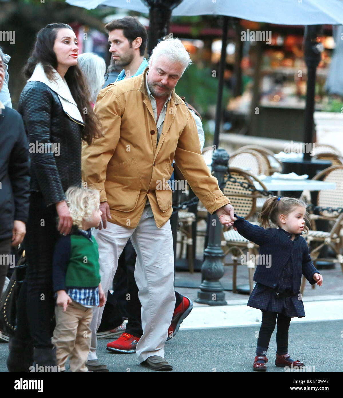 CSI star William L Petersen out with his wife Gina and two year old twins visit The Grove shopping Mall in West Hollywood  Featuring: Gina Cirone,William L Petersen Where: Los Angeles, California, United States When: 11 Dec 2013 Stock Photo