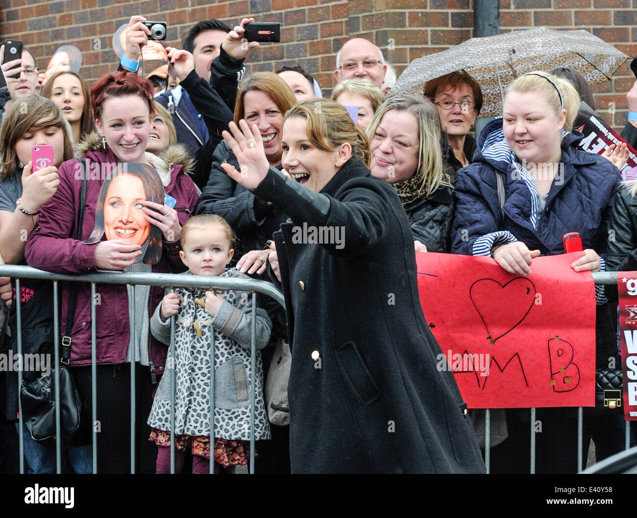 X Factor finalist Sam Bailey arrives at the Eyres Monsell Club & Institute in Leicester to perform and meet mentor Sharon Osbourne ahead of the X Factor Final  Featuring: Sam Bailey Where: Leicester, United Kingdom When: 12 Dec 2013 Stock Photo