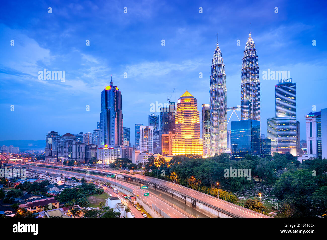 Night view of Kuala Lumpur skyline. Stock Photo