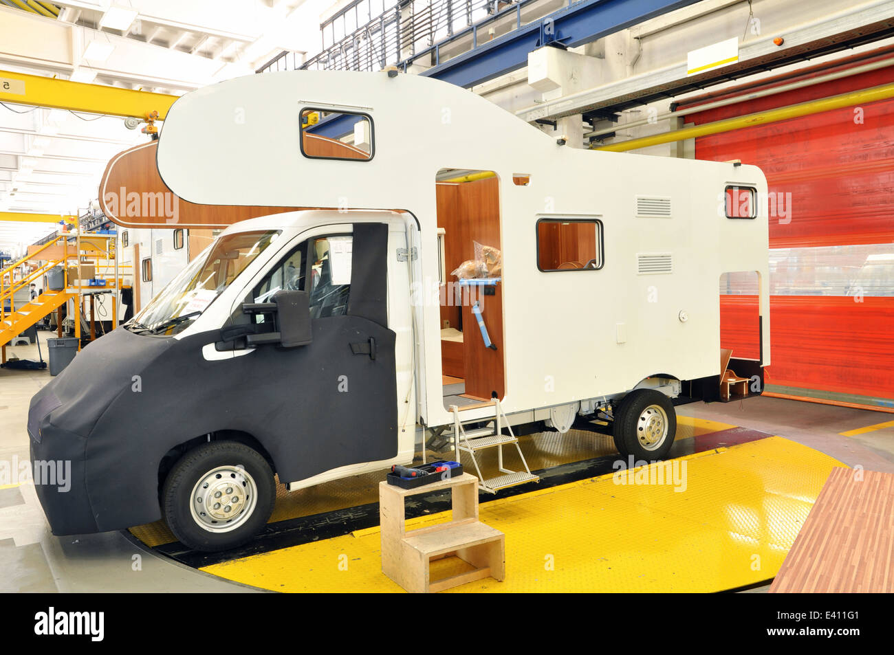 Motorhome manufacturing in a factory Stock Photo Alamy