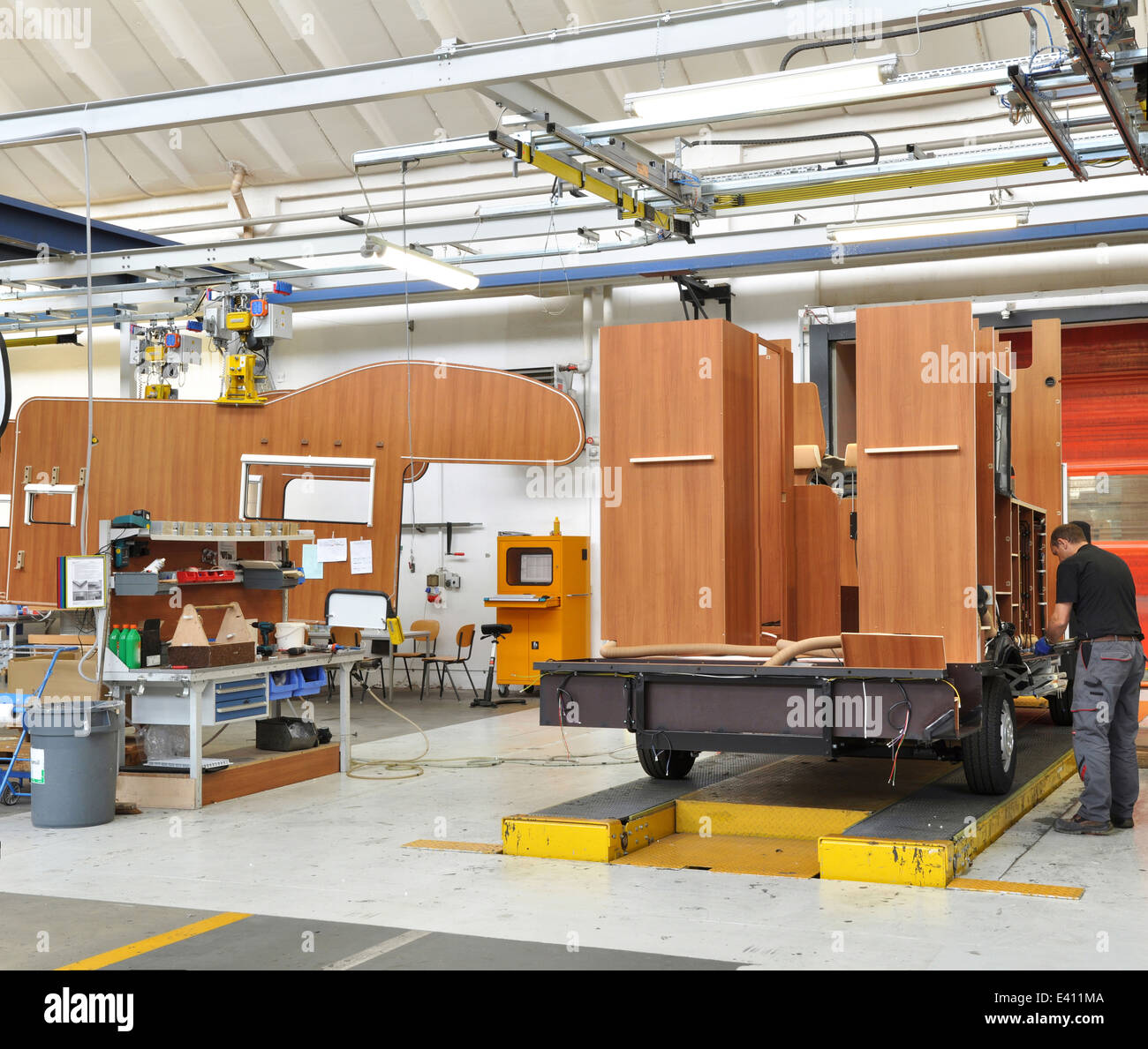 Motorhome manufacturing in a factory Stock Photo Alamy