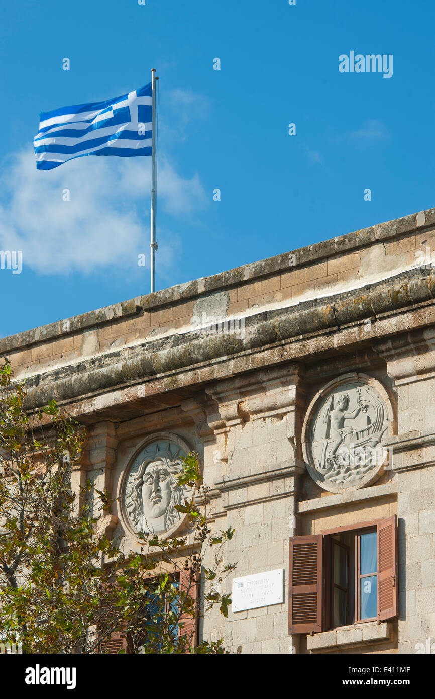 Griechenland, Dodekanes, Rhodos, Rhodos-Stadt, Neustadt, Fassade der Hauptpost Stock Photo