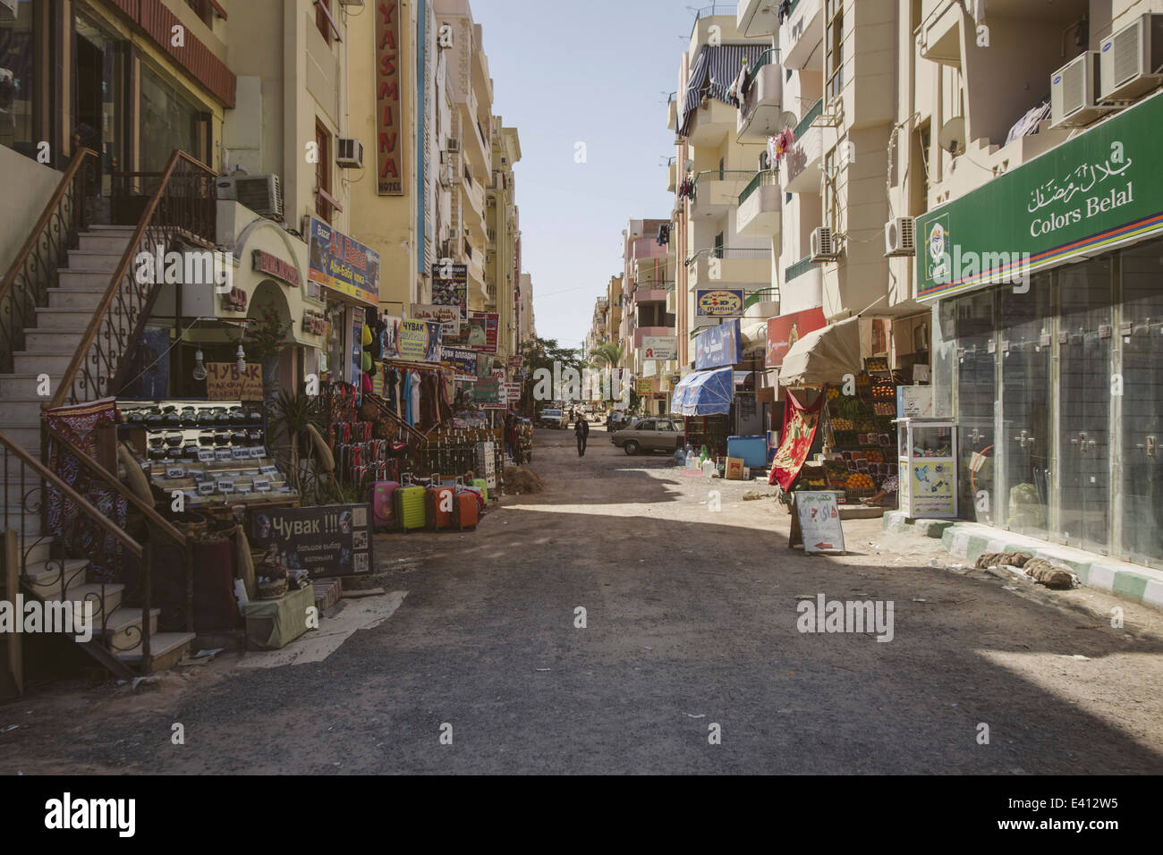 Egypt, Hurghada, view of shopping street Stock Photo