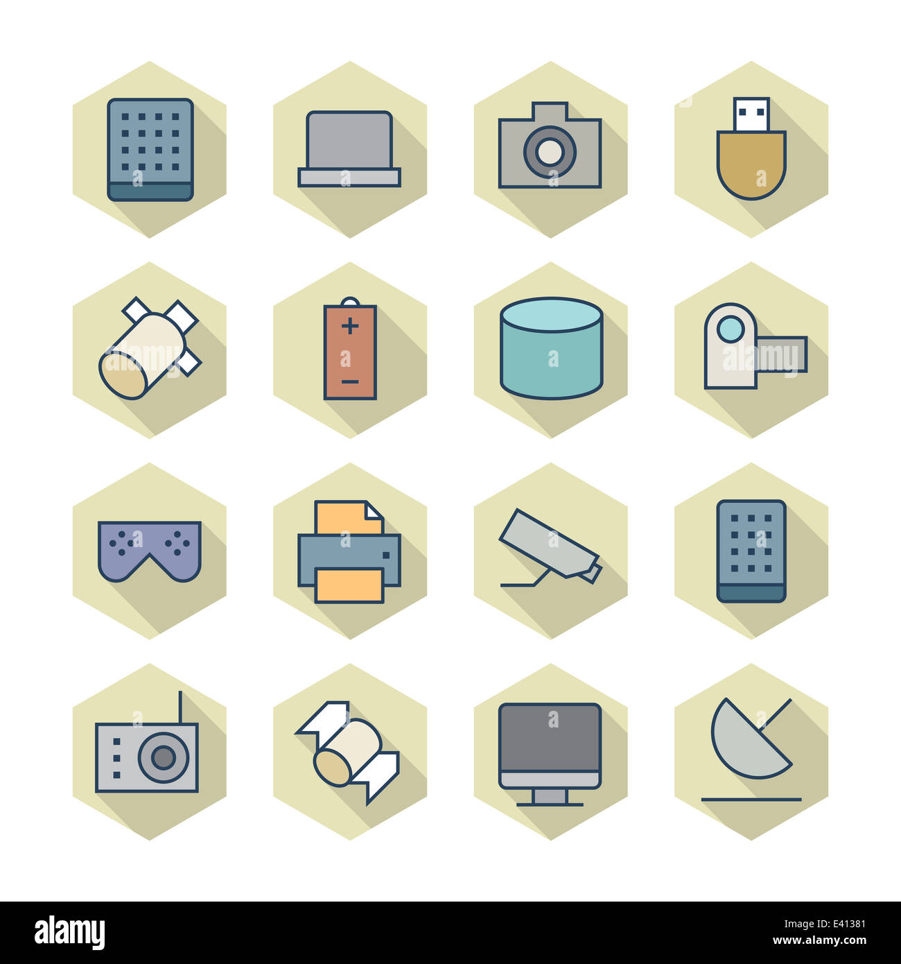 Thin Line Icons For Technology. Raster version Stock Photo - Alamy