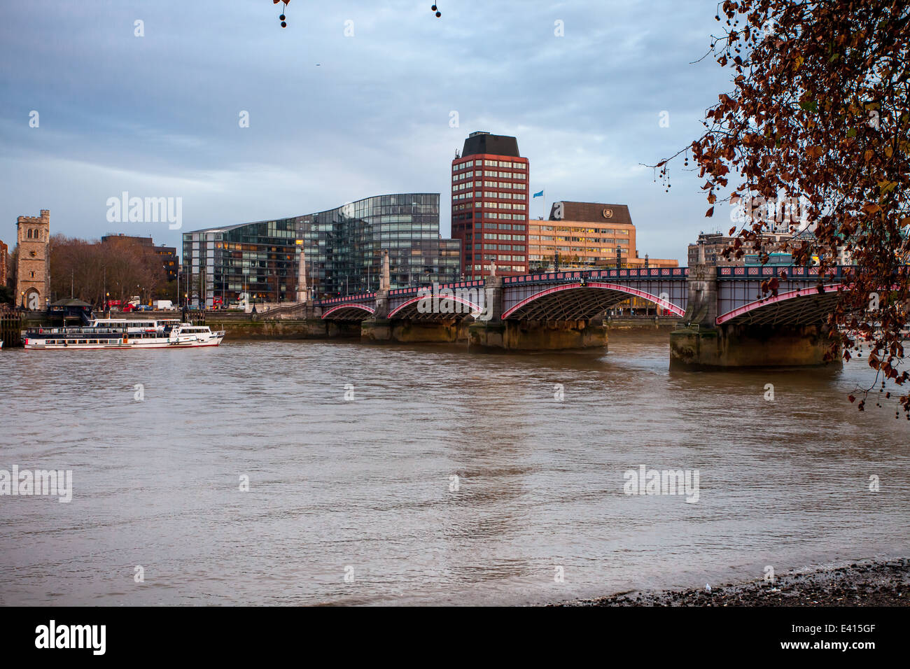 London UK view of  Lambeth bridge and river Thames Stock Photo