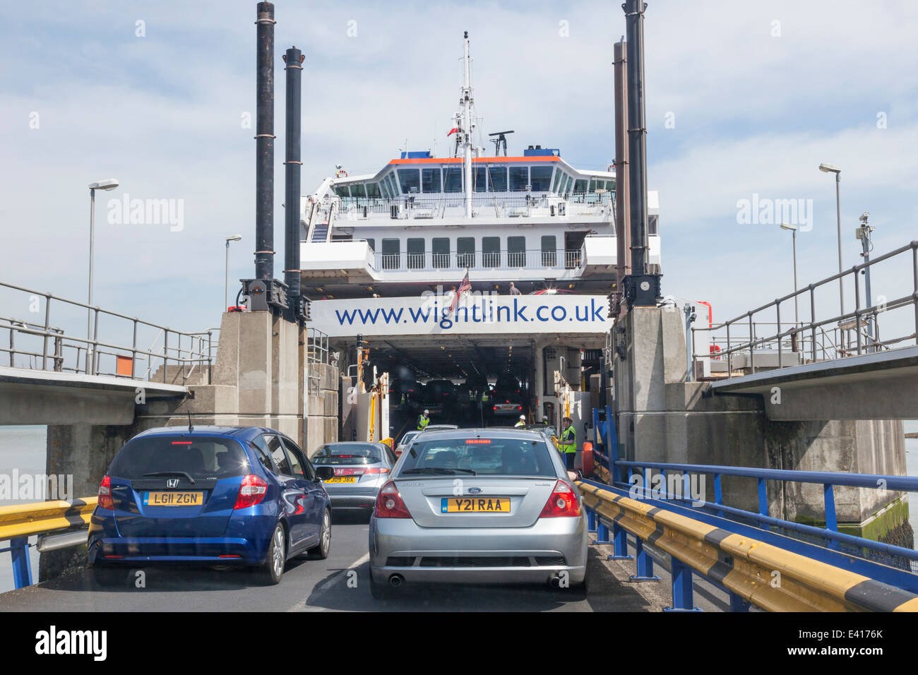England, Hampshire, Isle of Wight, Fishbourne, Cars Entering Wightlink