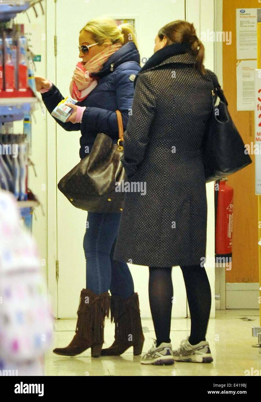 Former Celebrity Big Brother contestant Danielle Marr goes shopping in  Dublin with a friend and stops by a Boots store on Baggot Street, appearing  to browse Clearblue pregnancy test kits Featuring: Danielle