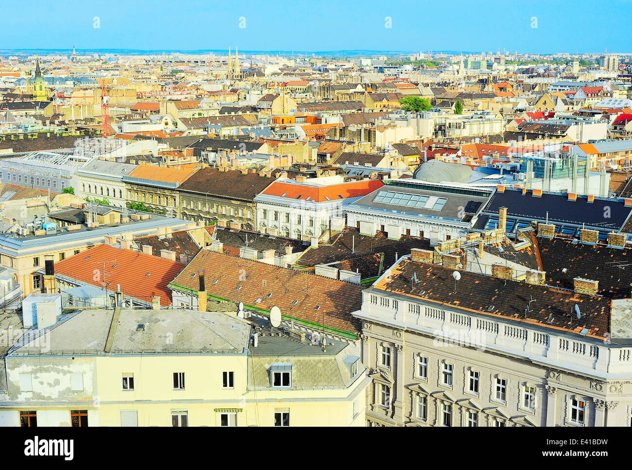 Old Town of Budapest. View from St. Stephans Cathedral Stock Photo