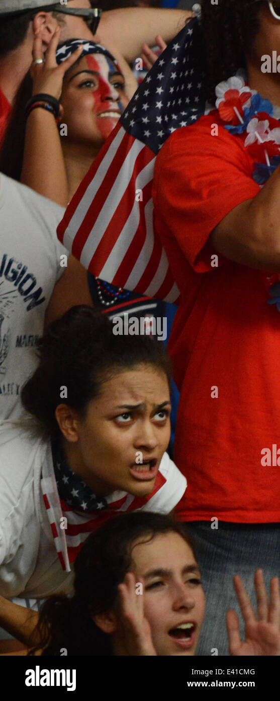 United States soccer fan show their support during a World Cup round of