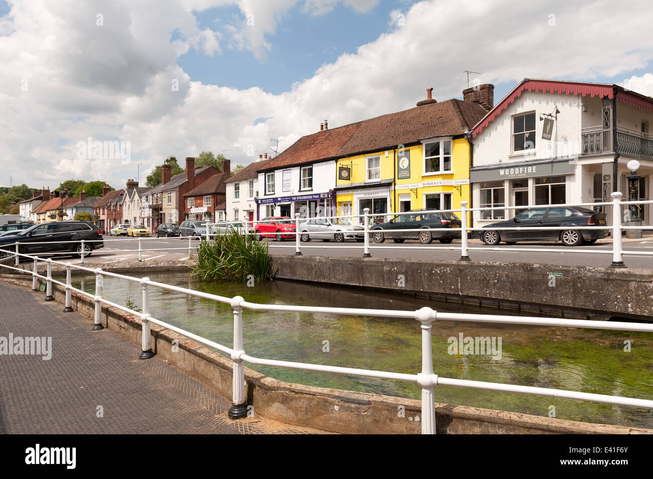 Stockbridge village Hampshire High Street with tributary branch of