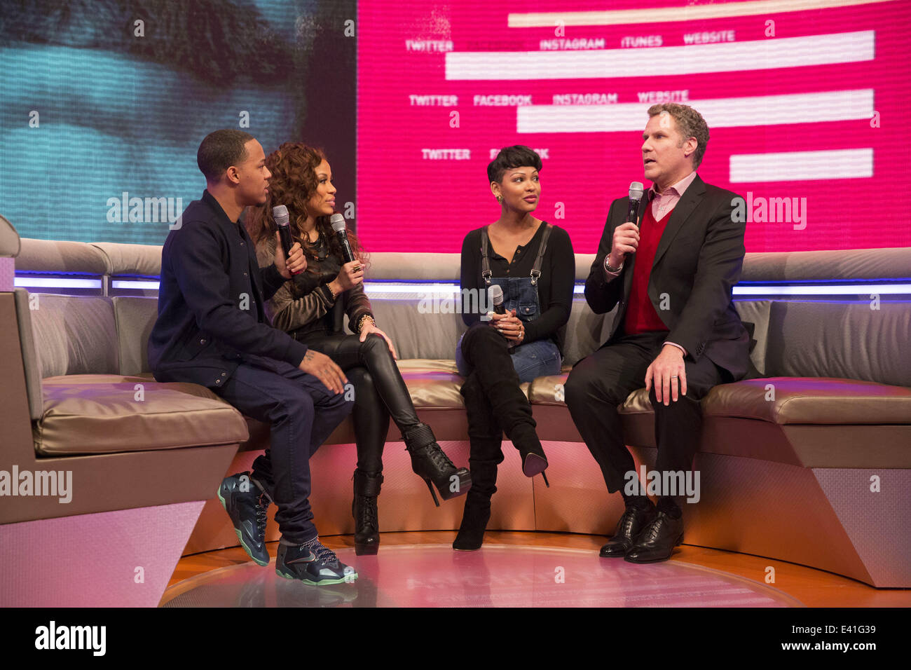 BET's 106 & Park show host guest stars Will Ferrell and Meagan Good to promote new movie Anchorman II  Featuring: Bow Wow,Keshia Chanté,Meagan Good Where: New York, New York, United States When: 17 Dec 2013 Stock Photo