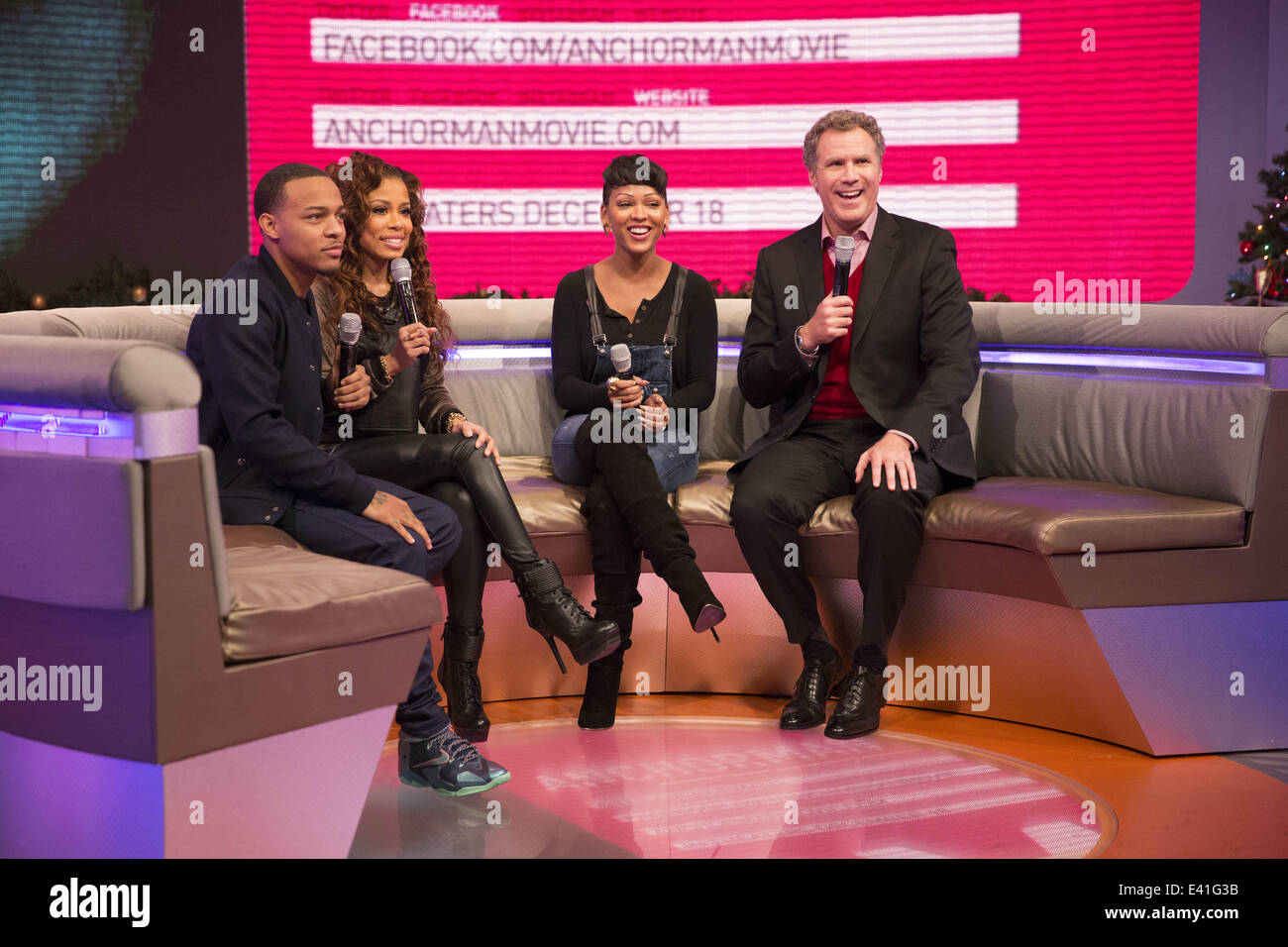 BET's 106 & Park show host guest stars Will Ferrell and Meagan Good to promote new movie Anchorman II  Featuring: Bow Wow,Keshia Chanté,Meagan Good,Will Ferrell Where: New York, New York, United States When: 17 Dec 2013 Stock Photo