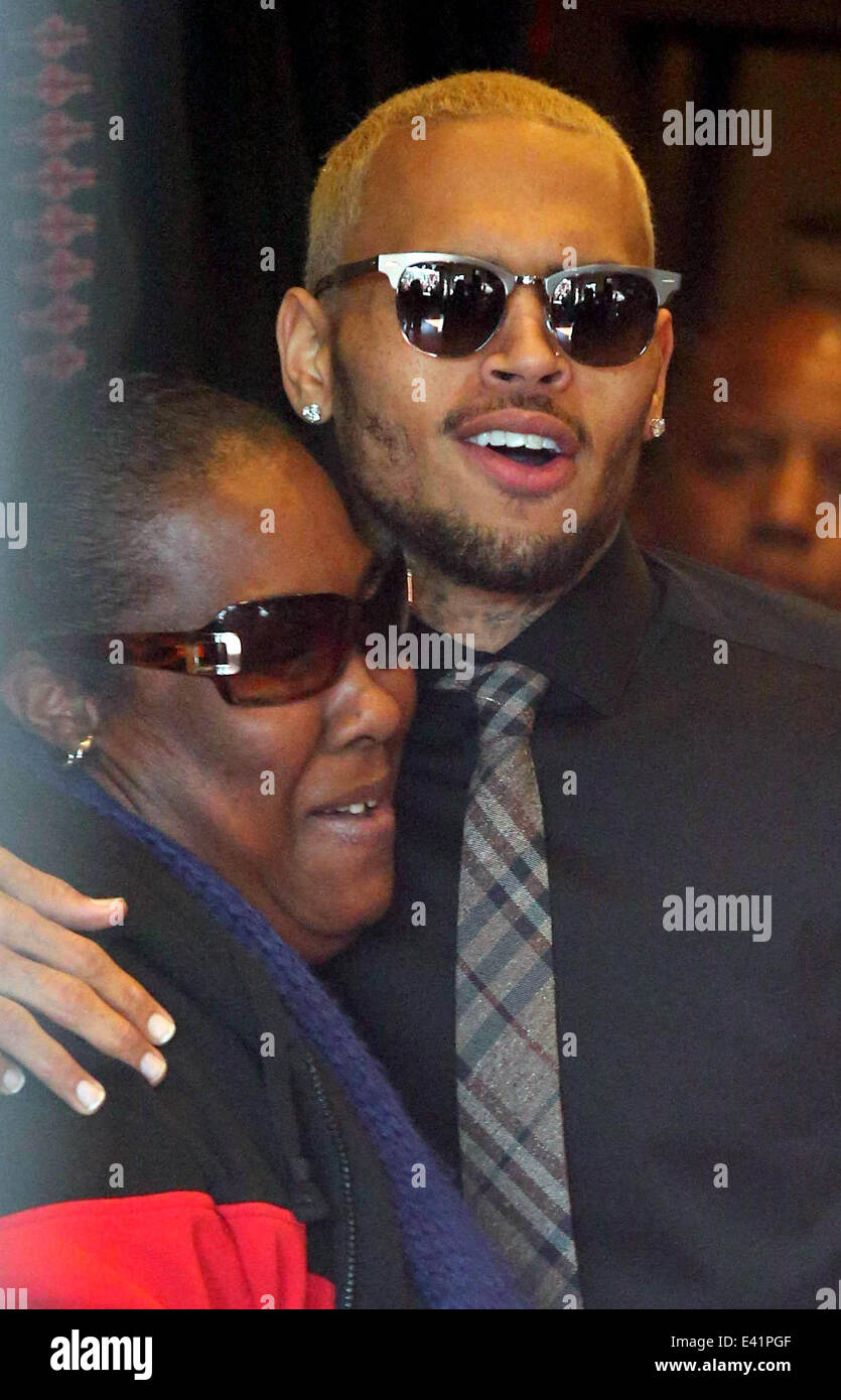 Chris Brown attends a meet and greet with fans at Brooklyn Projects