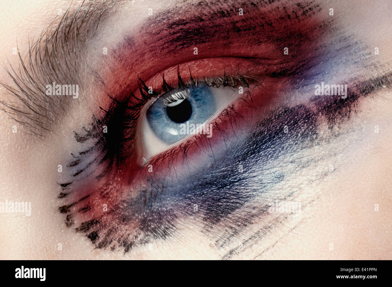 Blue eye macro with creative make-up Stock Photo