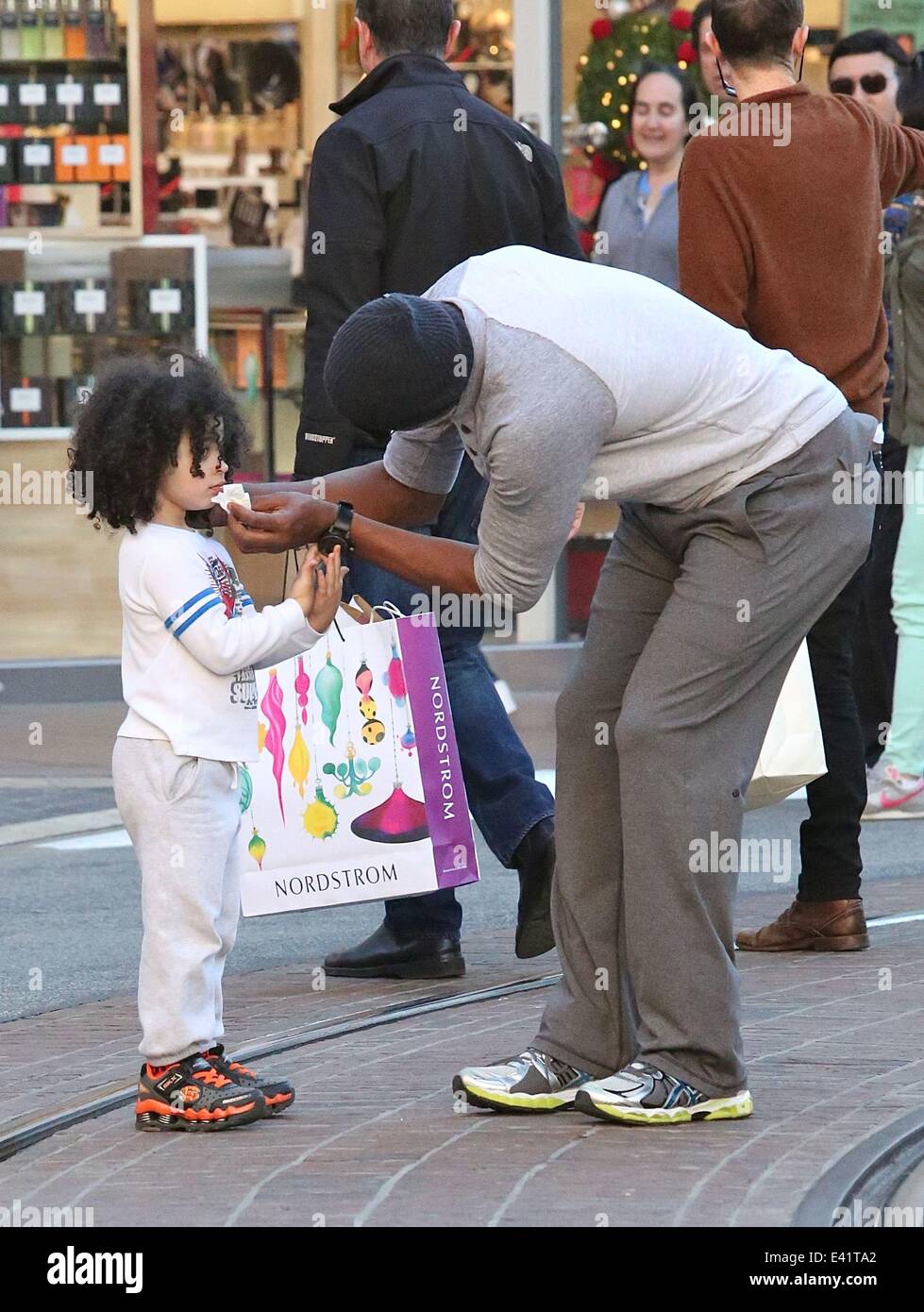 Cuttino Mobley cleans sons ice cream face at The Grove Featuring