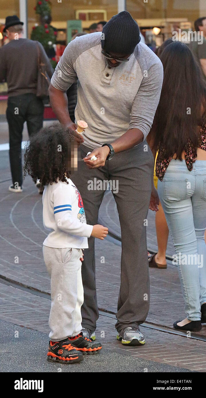 Cuttino Mobley cleans sons ice cream face at The Grove Featuring