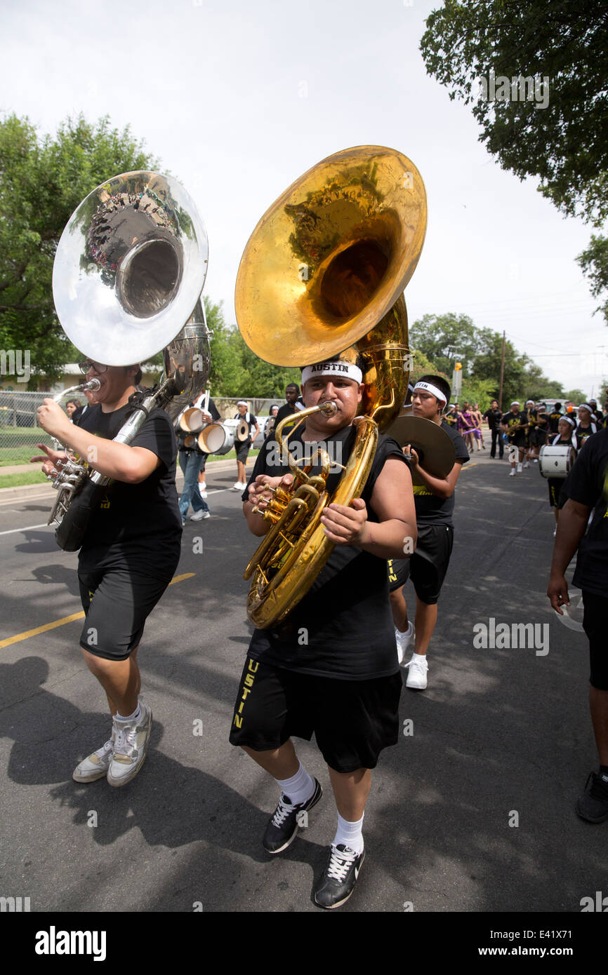 parade in Austin, Texas includes bands from local high