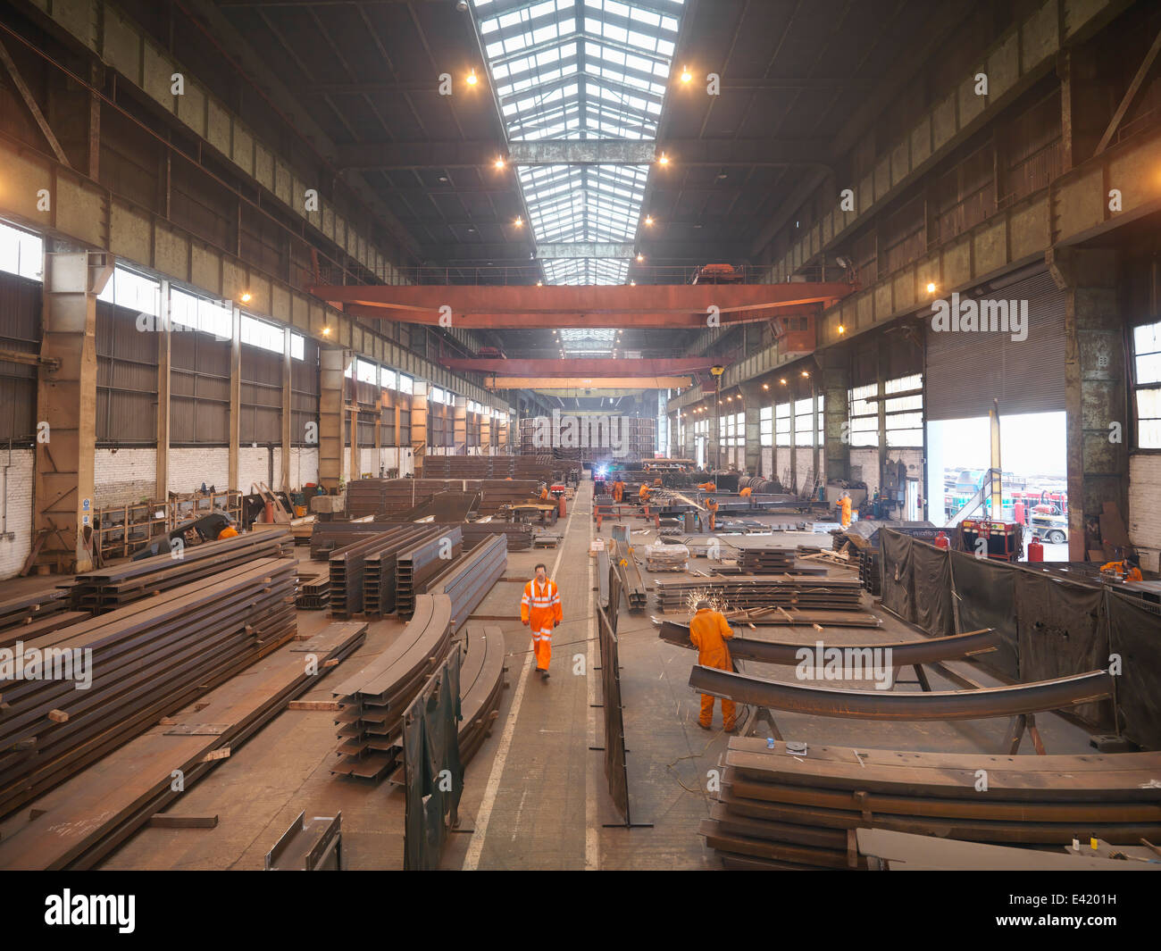 Overview of workers in marine fabrication factory Stock Photo