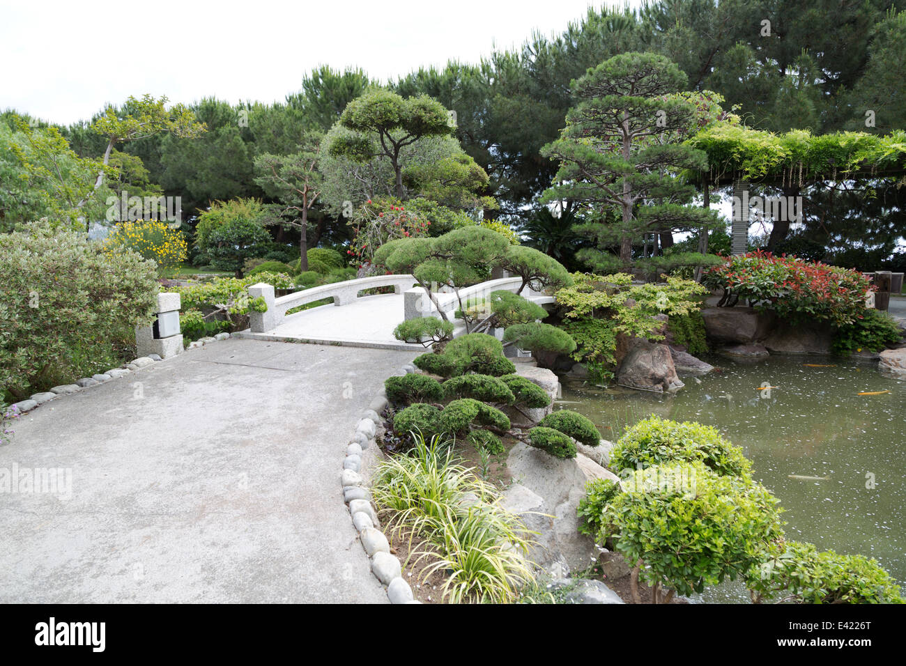 Monaco, view of the Japanese gardens 'Jardin Japonais de Monaco'. Stock Photo
