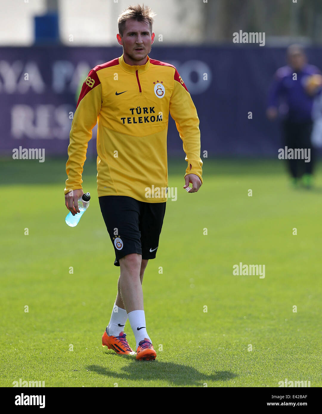 Izet Hajrovic training with Galatasaray FC in Antalya  Featuring: Izet Hajrovic Where: Antalya, Turkey When: 09 Jan 2014 Stock Photo