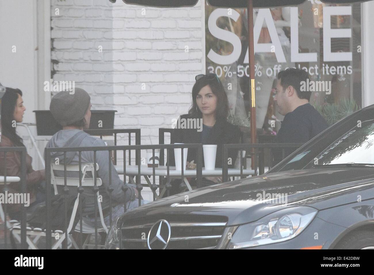 Camilla Belle leaving Alfred Cafe at Melrose Place Featuring: Camilla
