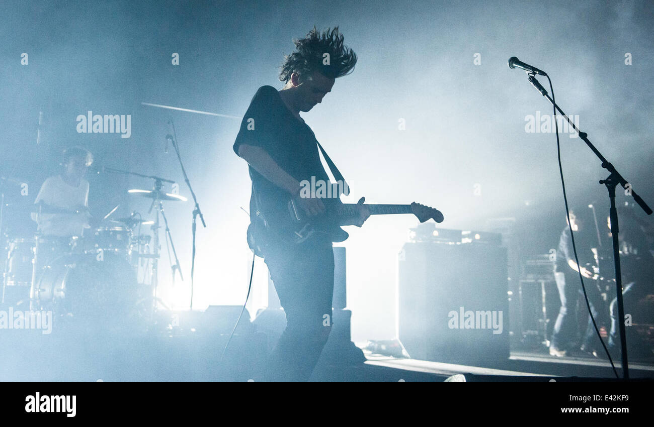 The 1975 perform live at one of three sold out nights at the O2 Brixton Academy  Featuring: Matthew Healy Where: London, United Kingdom When: 11 Jan 2014 Stock Photo