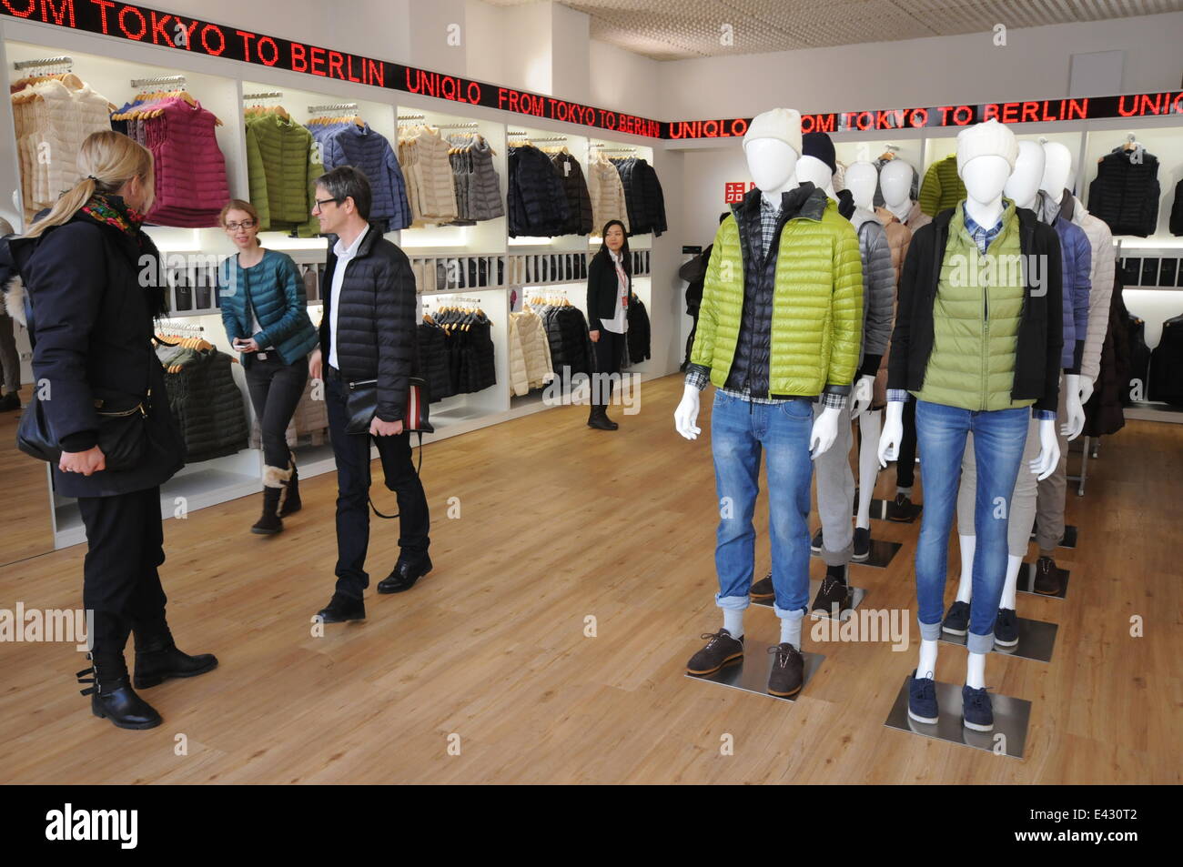 Uniqlo Pop Up Store Opening at the occasion of Mercedes-Benz Fashion Week  Berlin 2014 Featuring: Atmosphere Where: Berlin, Germany When: 14 Jan 2014  Stock Photo - Alamy