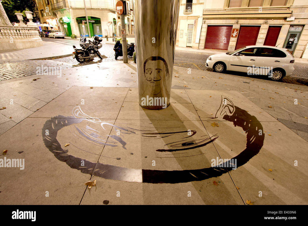 Salvador Dali mirror monument in the street of Figueres Stock Photo
