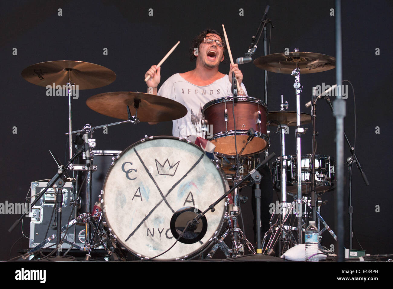 July 1, 2014 - Milwaukee, Wisconsin, U.S - Drummer MATT SANCHEZ of the band American  Authors performs live at the 2014 Summerfest Music Festival in Milwaukee  Wisconsin (Credit Image: © Daniel DeSlover/ZUMA Wire Stock Photo - Alamy