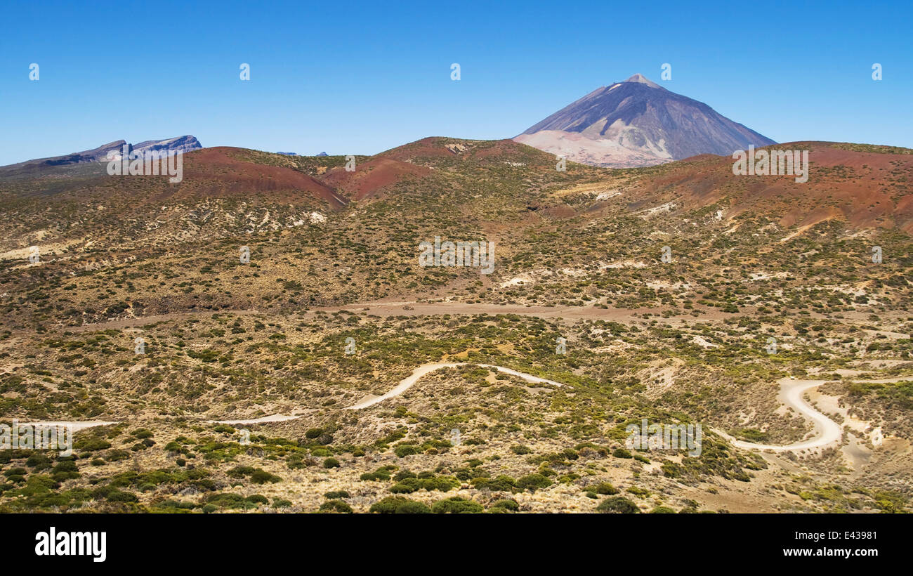 Arid landscape in the National Park of Teide, Tenerife, Canary Islands. Stock Photo