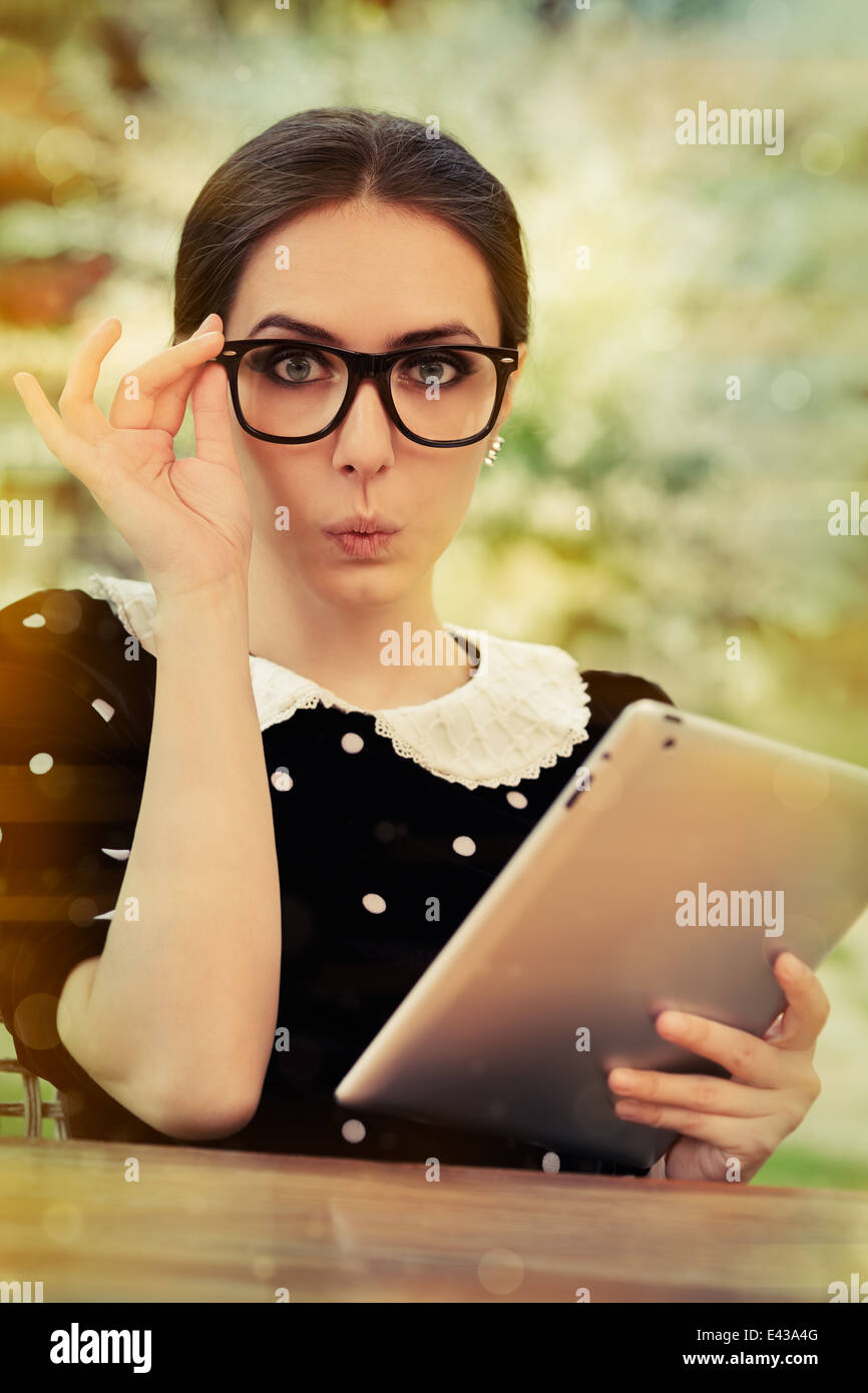 cute nerdy girl reading glasses stock photos cute nerdy girl