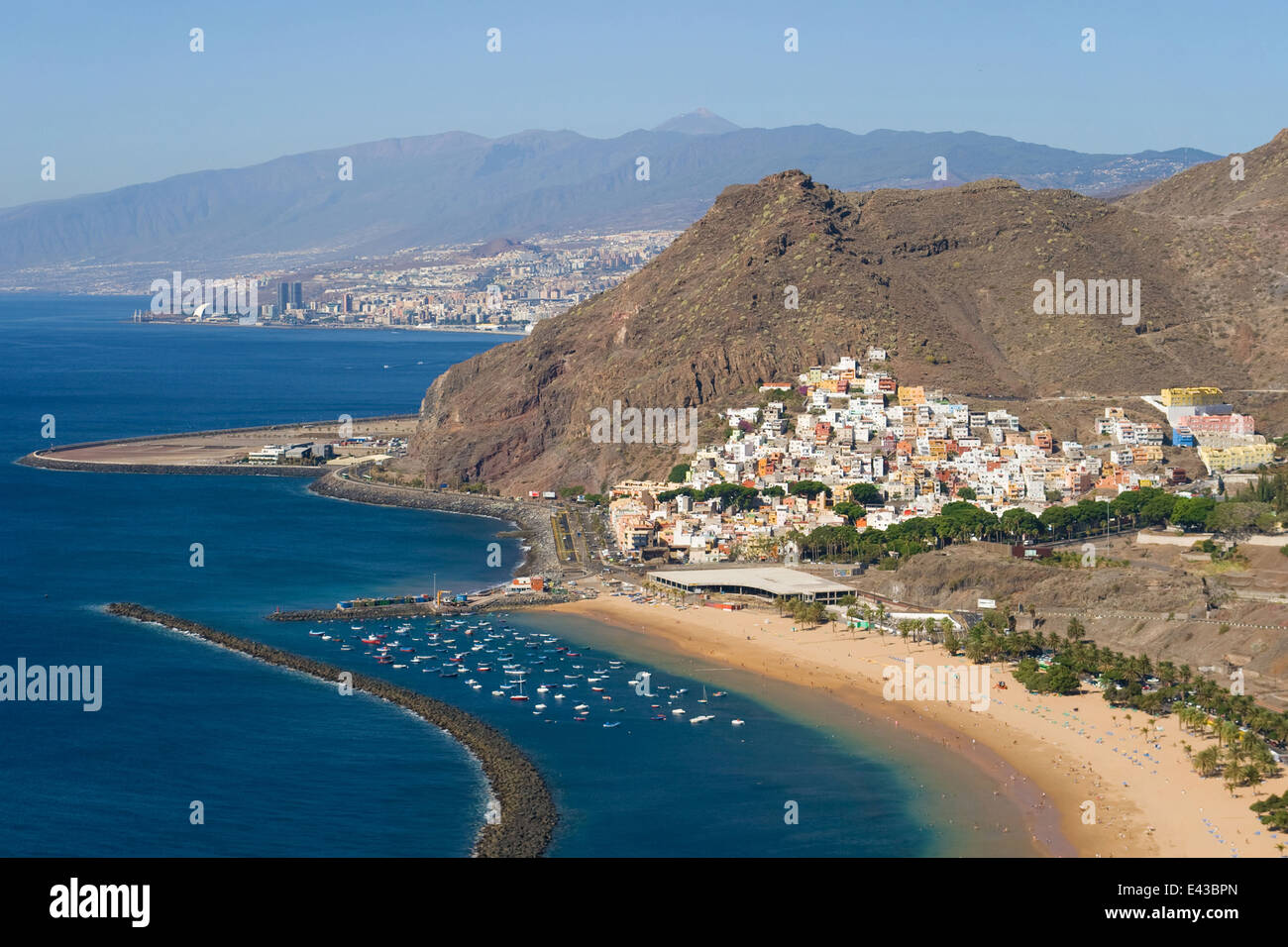 Village of San Andres with the city Santa Cruz in the background, Tenerife, Canary Islands. Stock Photo