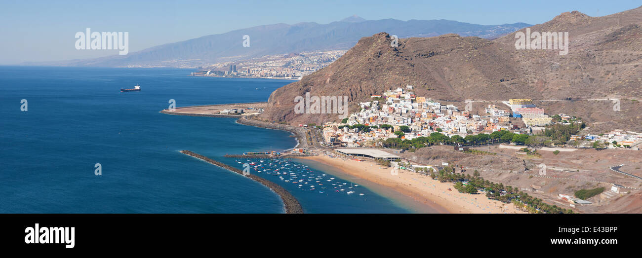 Panorama of Santa Cruz de Tenerife and San Andres in Tenerife, Canary Islands. Stock Photo