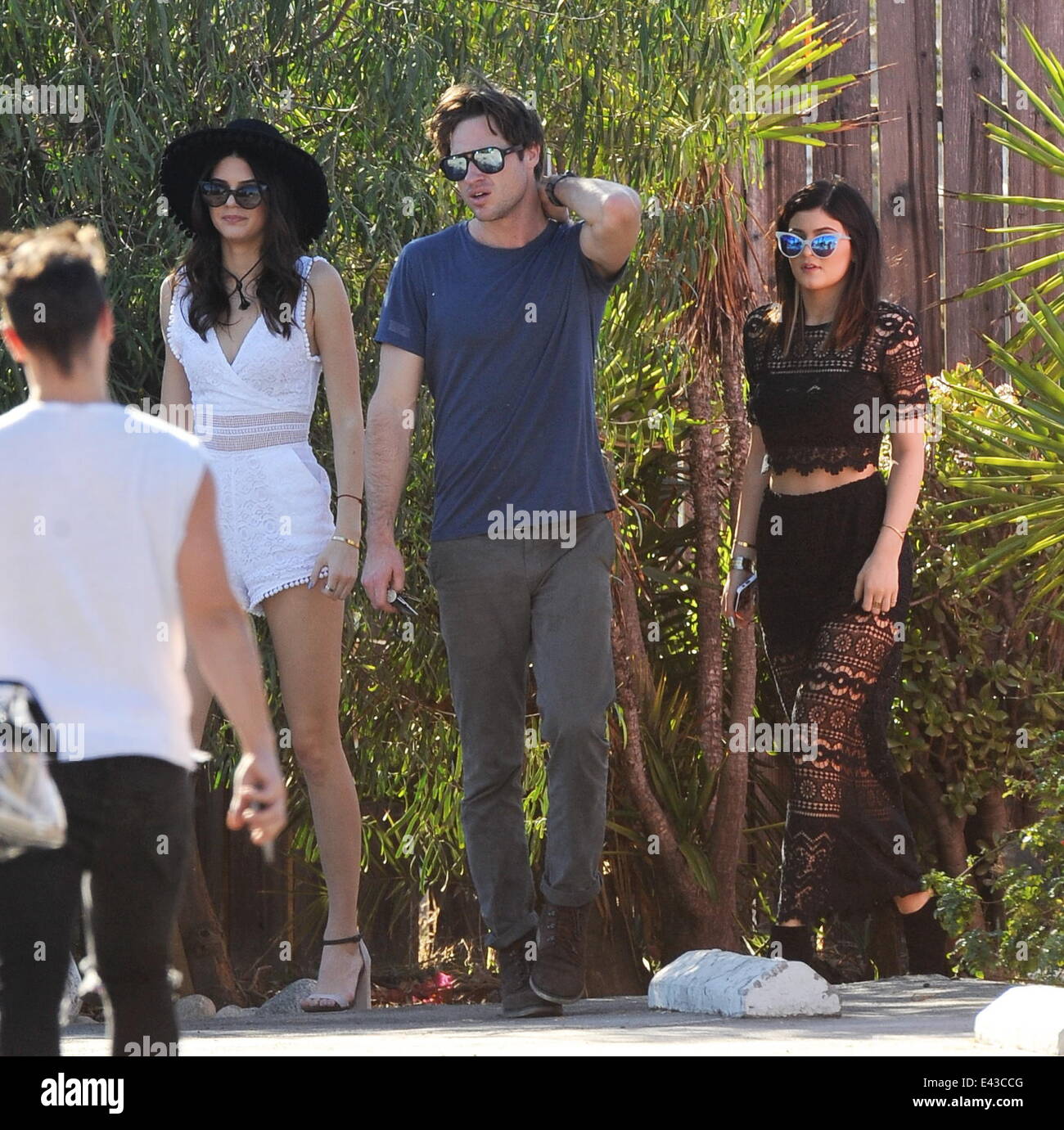Kendall And Kylie Jenner Attend A Photoshoot At The Pink Motel In
