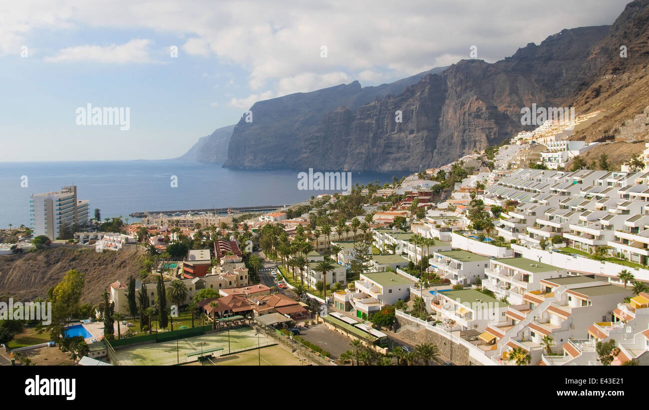 Town and cliffs of Los Gigantes, Tenerife, Canary Islands. Stock Photo