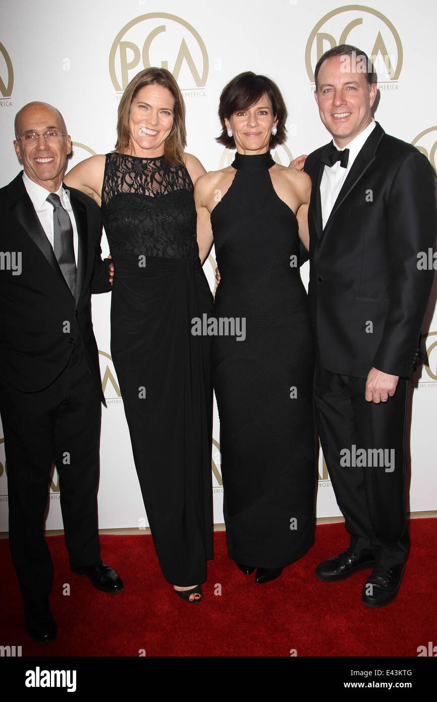 The 25th Annual Producer Guild of America Awards at The Beverly Hilton Hotel  Featuring: Jeffrey Katzenberg,Jane Hartwell,Kristine Belson,Kirk DeMicco Where: Beverly Hills, California, United States When: 19 Jan 2014 Stock Photo