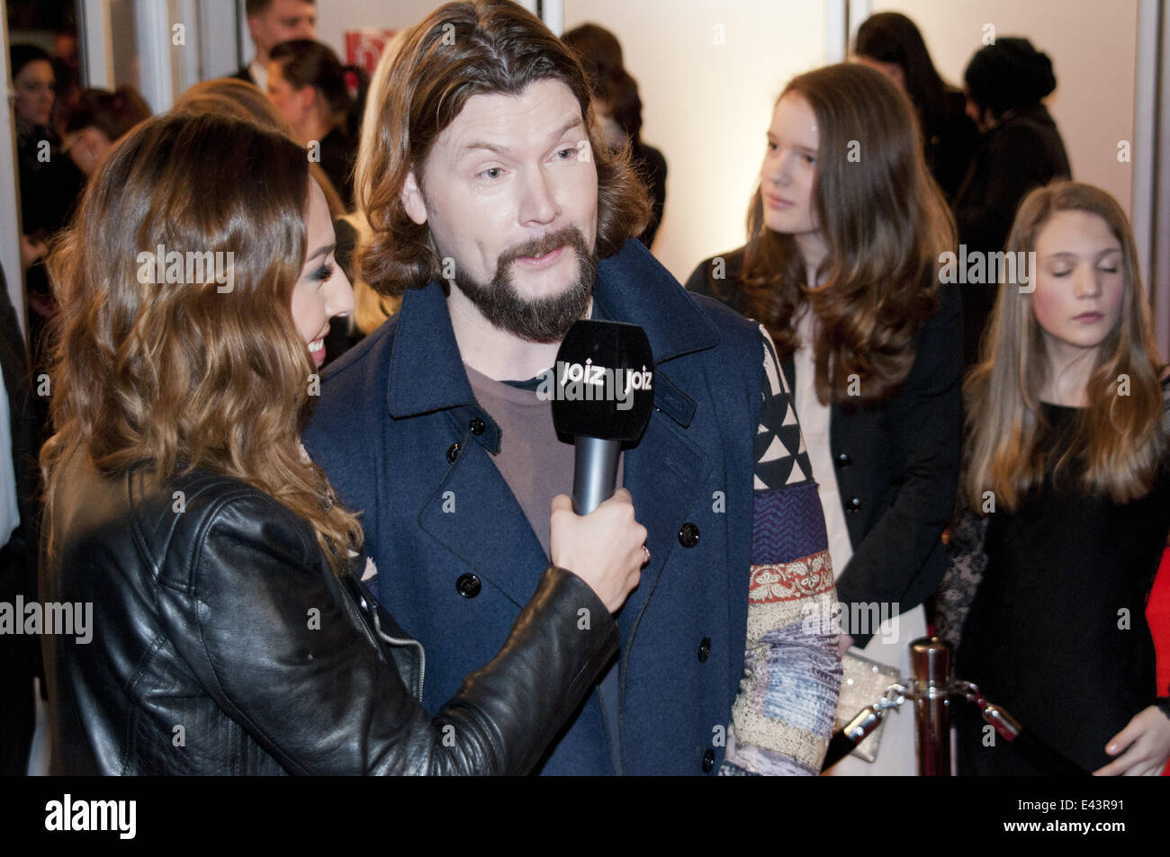 Alexandra Maurer and Melissa Khalaj from 'joiz - Dein Social TV' interviewing guests at Michalsky StyleNite Show  Featuring: Melissa Khalaj,Alexandra Maurer,Rea Garvey Where: Berlin, Germany When: 17 Jan 2014 Stock Photo