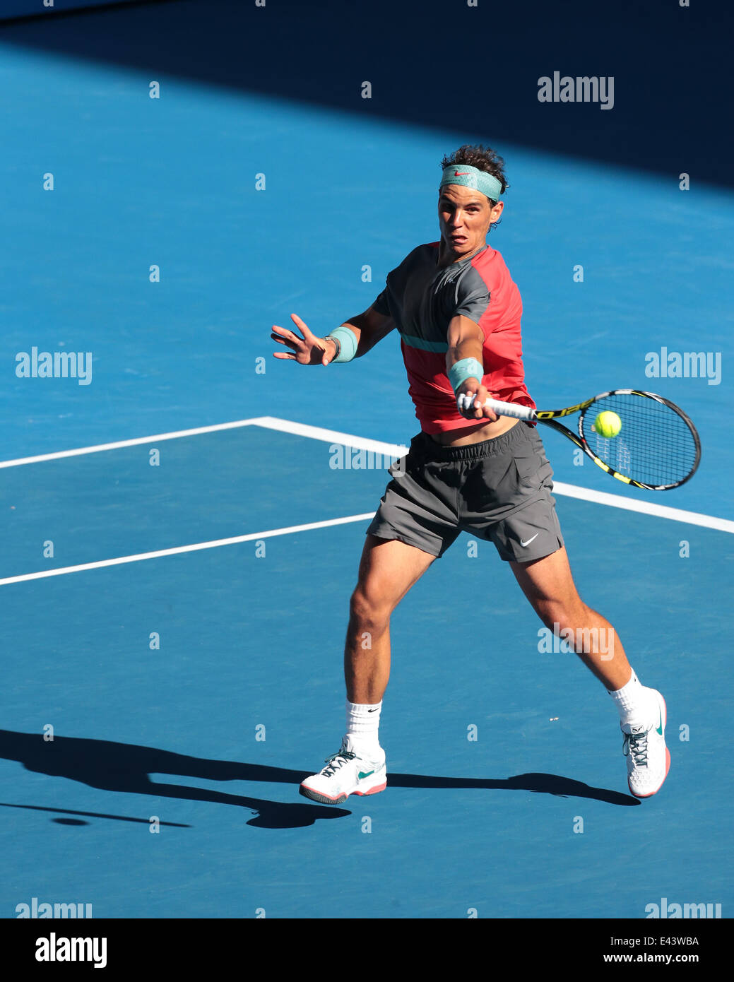 Tennis - Australian Open 2014 Melbourne - Rafael Nadal vs. Grigor Dimitrov - Laver Arena Featuring: Rafael Nadal Where: Melbourne, Australia When: 22 Jan 2014 Stock Photo -
