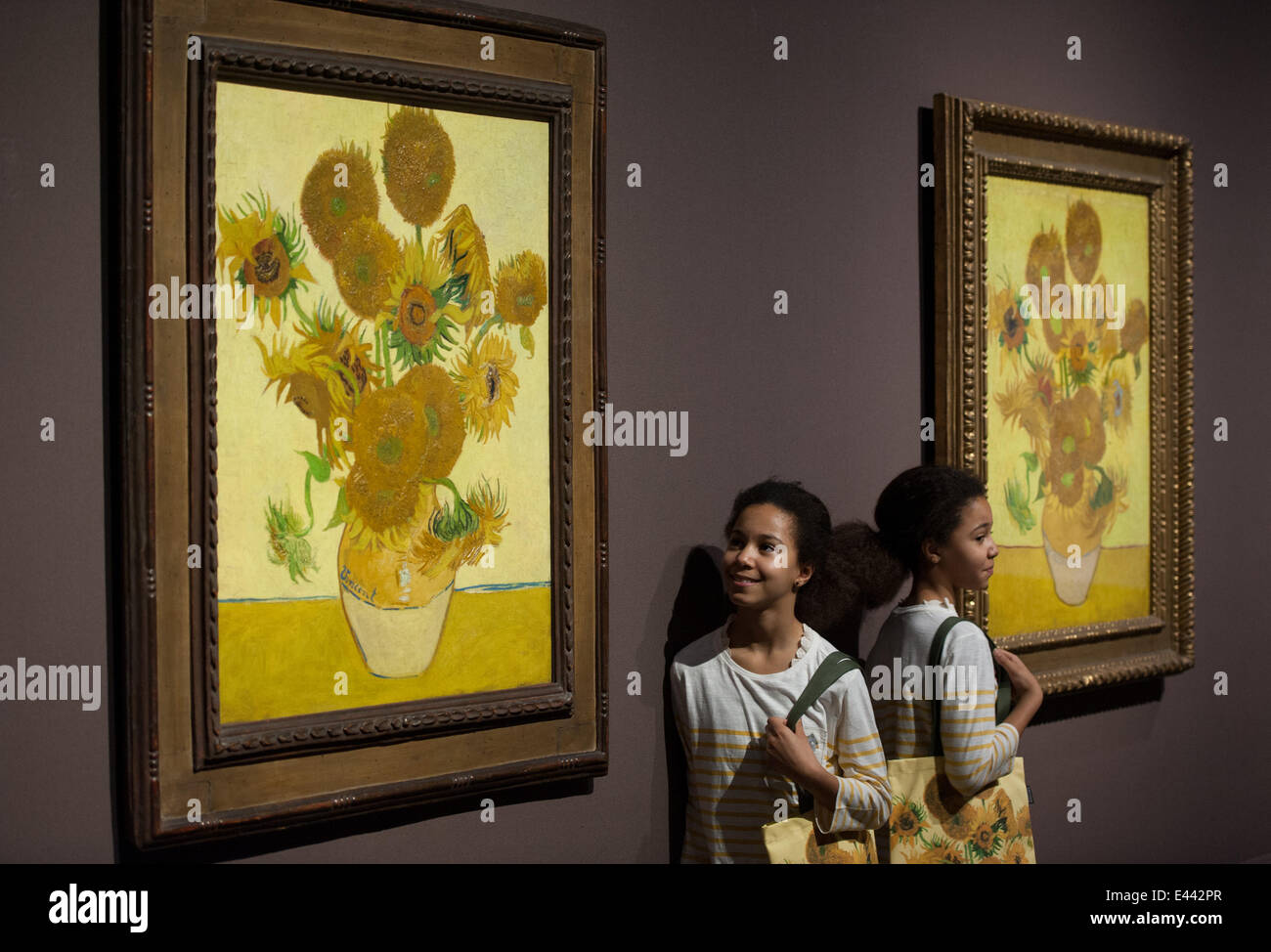 Two versions of Vincent Van Gogh's Sunflowers are reunited in London at